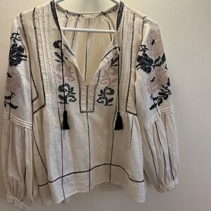 Ulla Johnson peasant blouse embroidered s/m